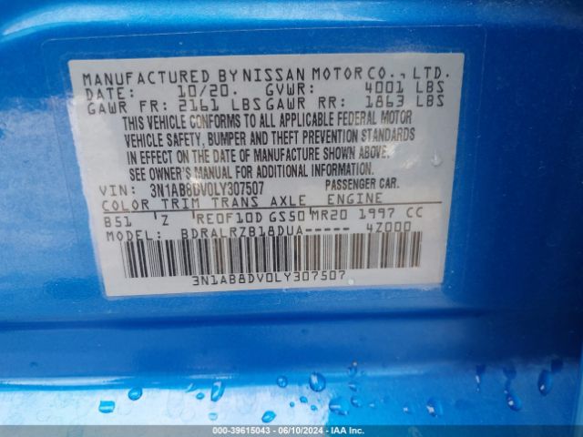 3N1AB8DV0LY307507 Nissan Sentra Sr Xtronic Cvt