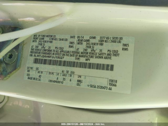 5LMTJ2AH6FUJ15027 Lincoln MKC