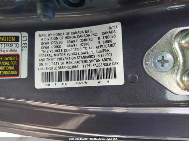 2HGFG3B85FH503846 Honda CIVIC EX