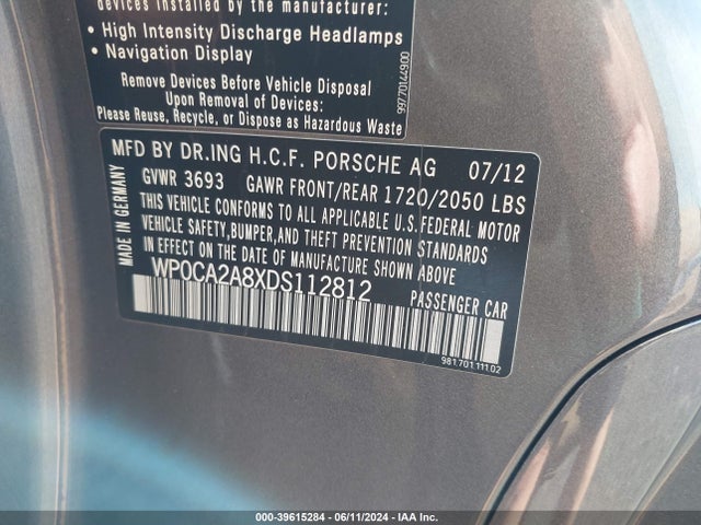 2013 PORSCHE BOXSTER WP0CA2A8XDS112812 Photo 8