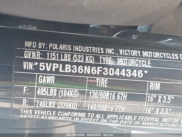 2015 VICTORY MOTORCYCLES GUNNER 5VPLB36N6F3044346 Photo 9
