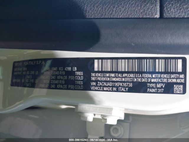 ZACNJAB11KPK16738 Jeep Renegade Limited Fwd