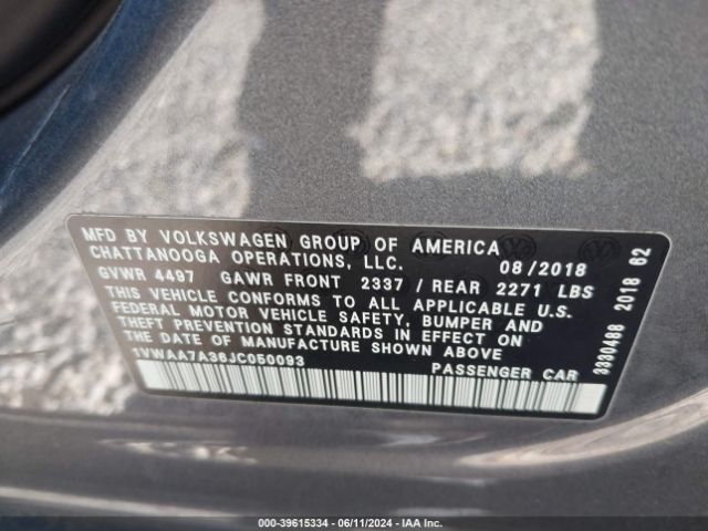 1VWAA7A36JC050093 Volkswagen Passat 2.0t R-line/2.0t S