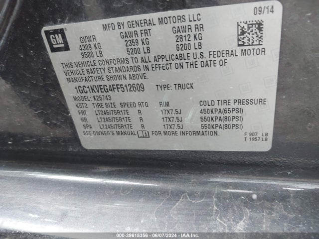 Chevrolet Silverado 2500hd Lt 2015 1GC1KVEG4FF512609 Image 9