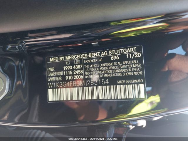 W1K3G4EB3MJ283154 Mercedes-Benz A 220