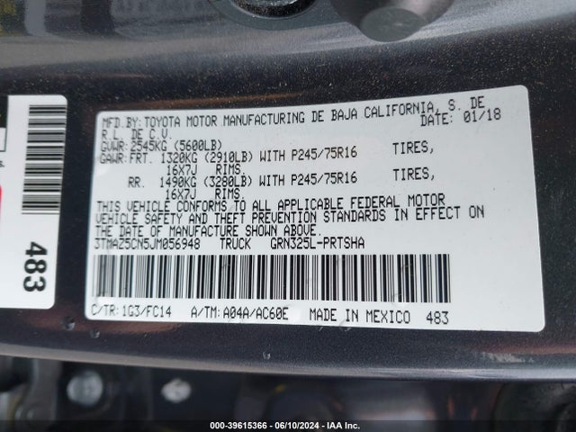 Toyota Tacoma Sr5 V6 2018 3TMAZ5CN5JM056948 Image 9