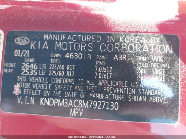 2021 KIA SPORTAGE KNDPM3AC8M7927130 Photo 8