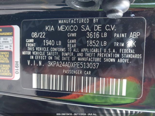 3KPA24ADXPE513037 KIA RIO S