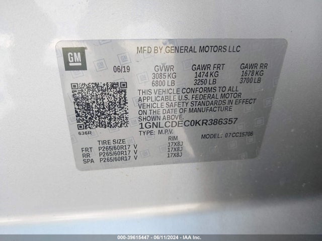 Chevrolet Tahoe Commercial Fleet 2019 1GNLCDEC0KR386357 Image 9