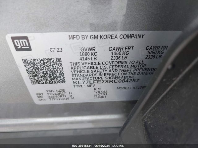 KL77LFE2XRC084257 Chevrolet Trax Fwd Sp