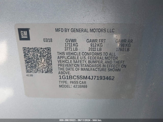 Chevrolet Cruze Ls Auto 2018 1G1BC5SM4J7193462 Image 9