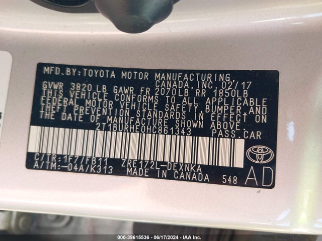 Toyota COROLLA LE 2017 2T1BURHE0HC861343 Image 9