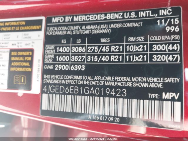 4JGED6EB1GA019423 Mercedes-Benz Gle 450 Amg Coupe 4matic