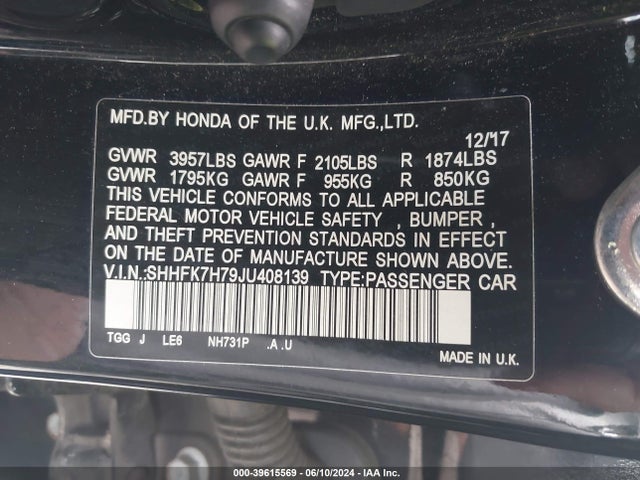 Honda Civic Ex-l 2018 SHHFK7H79JU408139 Image 9