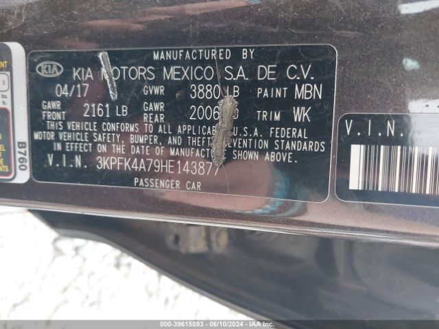 3KPFK4A79HE143877 KIA FORTE LX