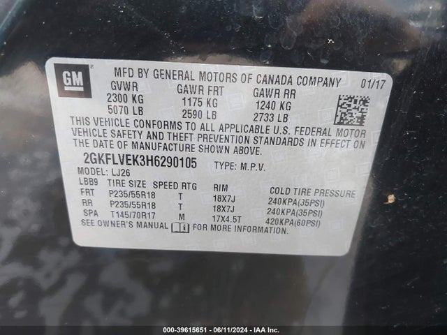 2GKFLVEK3H6290105 GMC Terrain Denali
