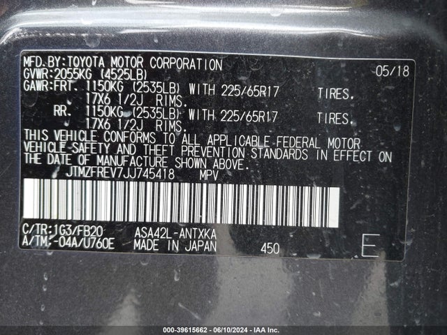 Toyota RAV4 LE 2018 JTMZFREV7JJ745418 Image 9