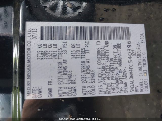 5N1AL0MM4FC540396 Infiniti QX60