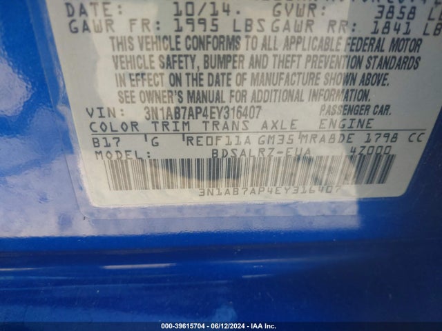 Nissan SENTRA SR 2014 3N1AB7AP4EY316407 Image 9