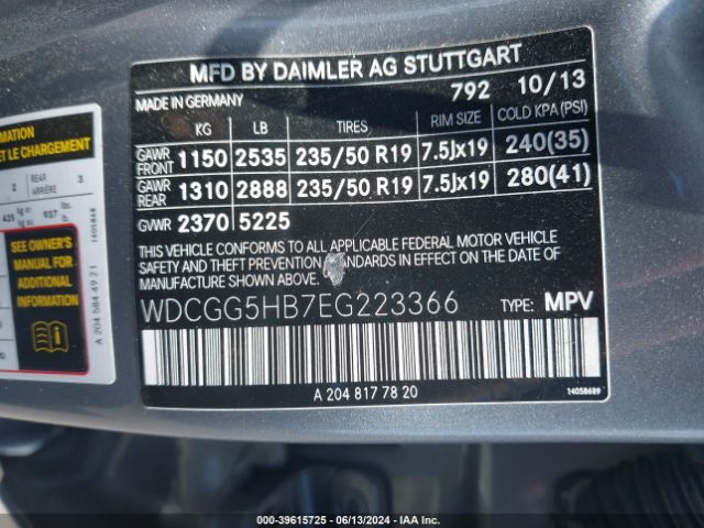 WDCGG5HB7EG223366 Mercedes-Benz GLK 350