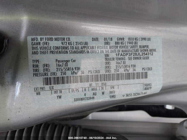 Ford 2.0l gdi 2018 1FADP3F28JL254312 Image 22