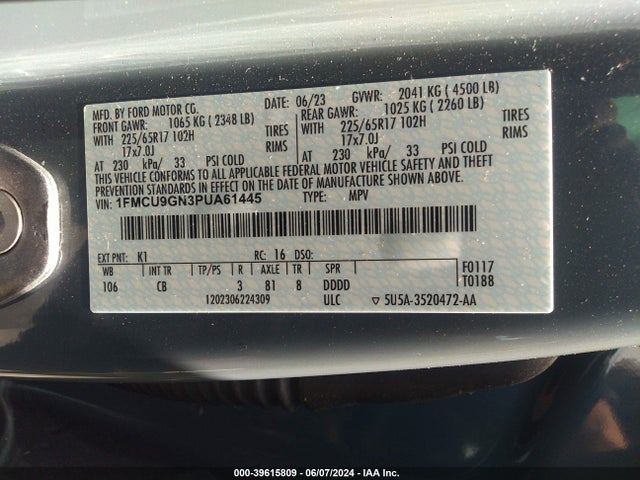 Ford Escape Active 2023 1FMCU9GN3PUA61445 Image 9