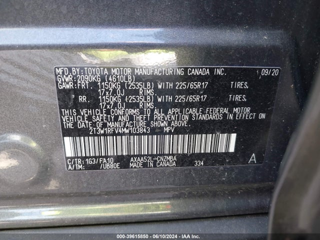 Toyota Rav4 Xle 2021 2T3W1RFV4MW103843 Image 9
