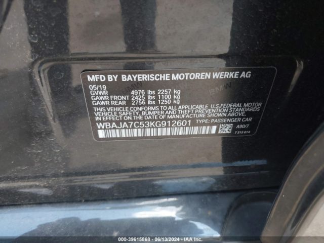 WBAJA7C53KG912601 BMW 530i Xdrive