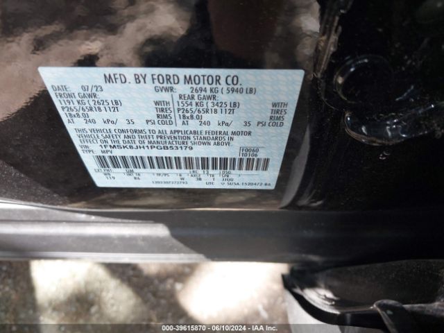 1FMSK8JH1PGB53179 Ford Explorer Timberline