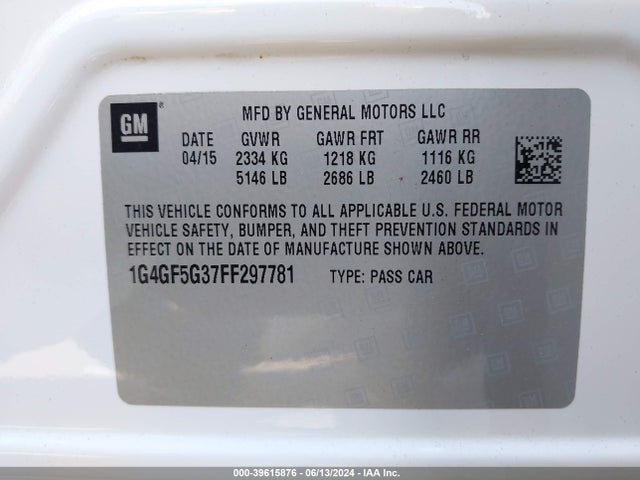1G4GF5G37FF297781 Buick Lacrosse Premium Ii