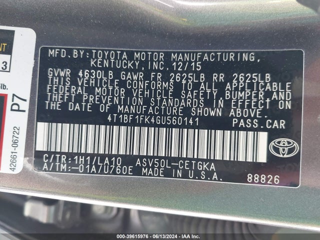 Toyota CAMRY XLE 2016 4T1BF1FK4GU560141 Image 9