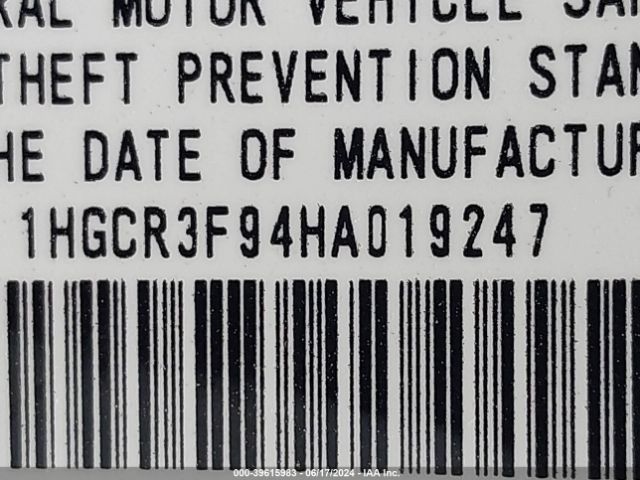 1HGCR3F94HA019247 Honda Accord Touring V6