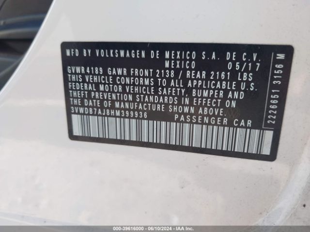 3VWDB7AJ8HM399936 Volkswagen Jetta 1.4t Se