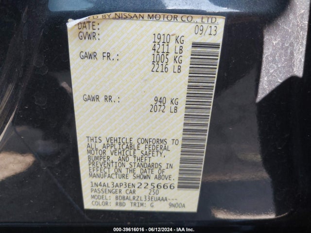 Nissan Altima 2.5 S 2014 1N4AL3AP3EN225666 Image 9