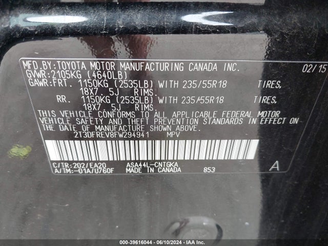 2T3DFREV8FW294941 Toyota Rav4 Limited