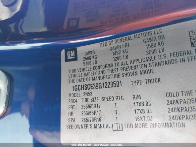 1GCHSCE39G1223501 Chevrolet Colorado Lt