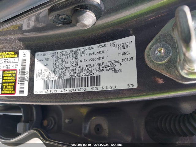 Toyota Tacoma Base V6 2015 5TFMU4FN0FX028638 Image 9