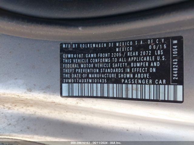 3VW917AUXFM101435 Volkswagen Golf Tsi S 2-door