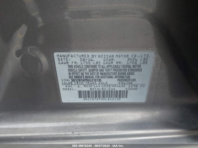 Nissan Versa 1.6 Sv 2017 3N1CN7AP0HL810135 Image 9