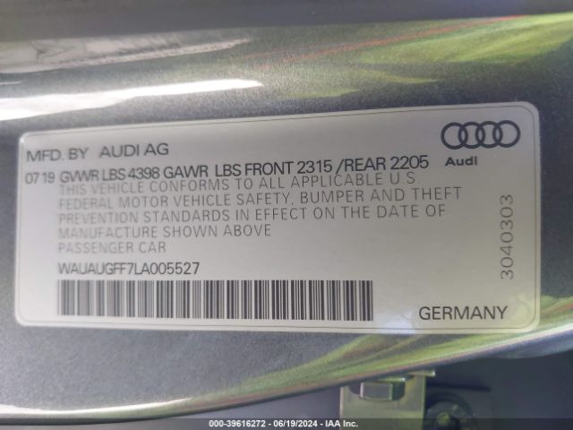 WAUAUGFF7LA005527 Audi A3 Premium 40 Tfsi Front-wheel Drive S Tronic