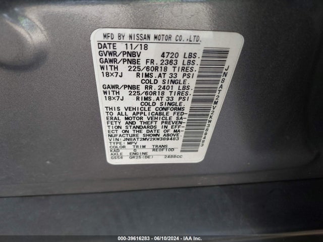 Nissan ROGUE SV 2019 JN8AT2MV2KW389483 Image 9