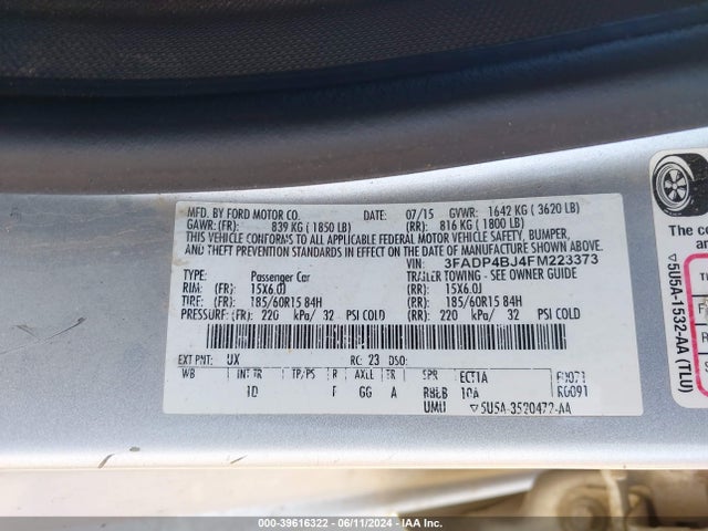 Ford FIESTA SE 2015 3FADP4BJ4FM223373 Image 9