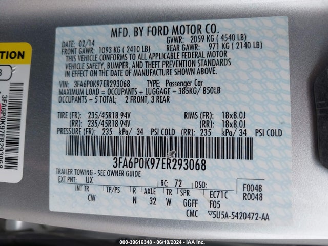 Ford Fusion Titanium 2014 3FA6P0K97ER293068 Image 9