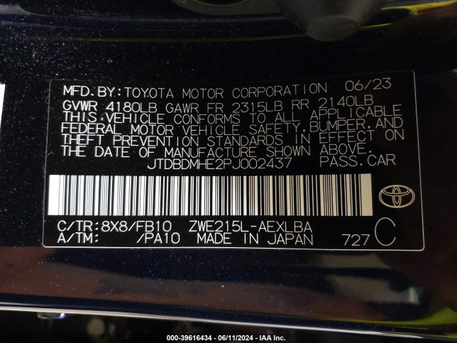 Toyota Corolla Hybrid Le 2023 JTDBDMHE2PJ002437 Image 9