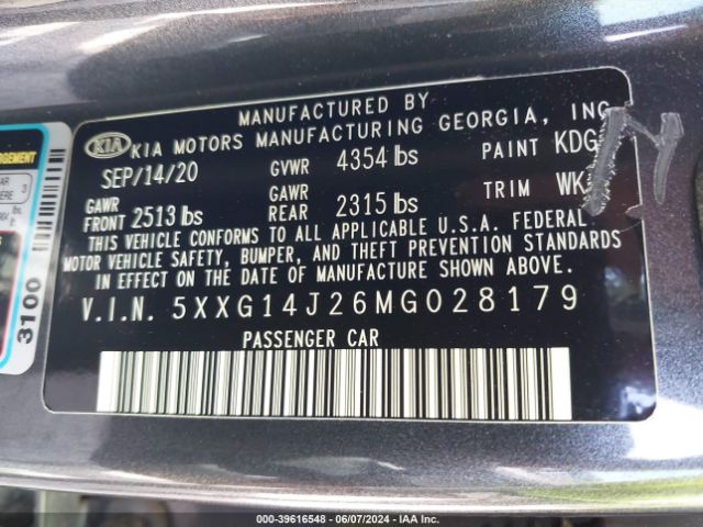 5XXG14J26MG028179 KIA K5 LXS