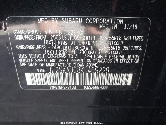 Subaru Forester Sport 2019 JF2SKAJC8KH469229 Image 9