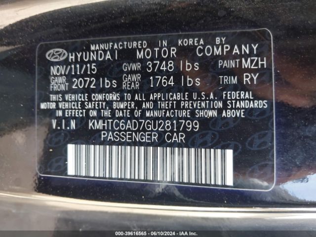 KMHTC6AD7GU281799 Hyundai Veloster