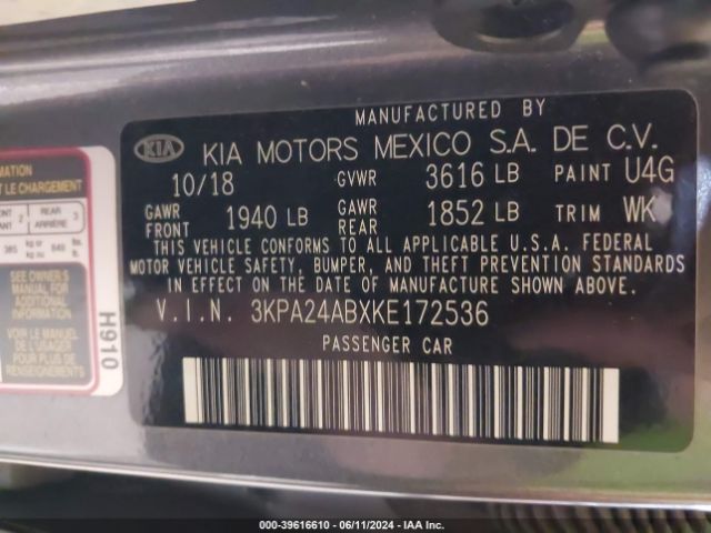 3KPA24ABXKE172536 KIA RIO S