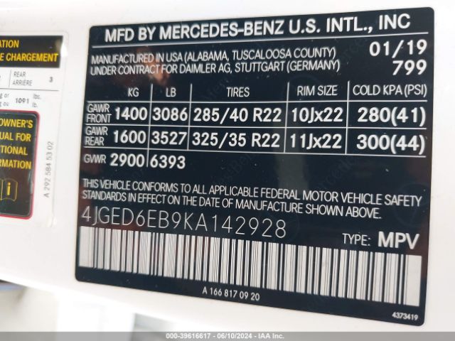 4JGED6EB9KA142928 Mercedes-Benz Amg Gle 43 Coupe 4matic