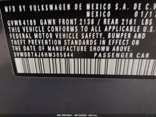 3VWDB7AJ6HM305844 Volkswagen Jetta 1.4t Se